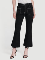 Contrast Stitch Bardot Crop Flare 