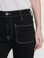 Contrast Stitch Bardot Crop Flare 