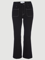Contrast Stitch Bardot Crop Flare 