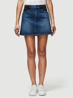 Denim Block Mini Skirt 