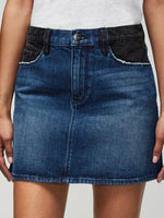 Denim Block Mini Skirt 