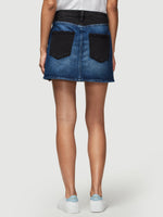 Denim Block Mini Skirt 
