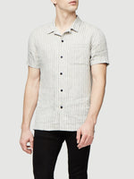 Short Sleeve Linen Camp Collar 