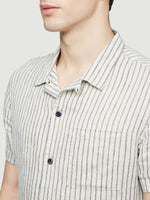 Short Sleeve Linen Camp Collar 