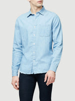 Long Sleeve Single Pocket Fray Hem 