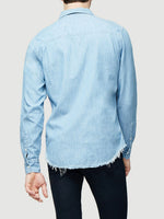 Long Sleeve Single Pocket Fray Hem 