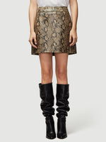 Embossed Python Leather Mini Skirt 