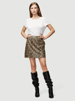 Embossed Python Leather Mini Skirt 