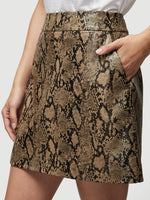 Embossed Python Leather Mini Skirt 