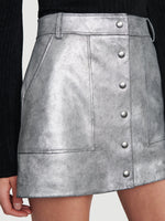 Silver Leather Skirt 
