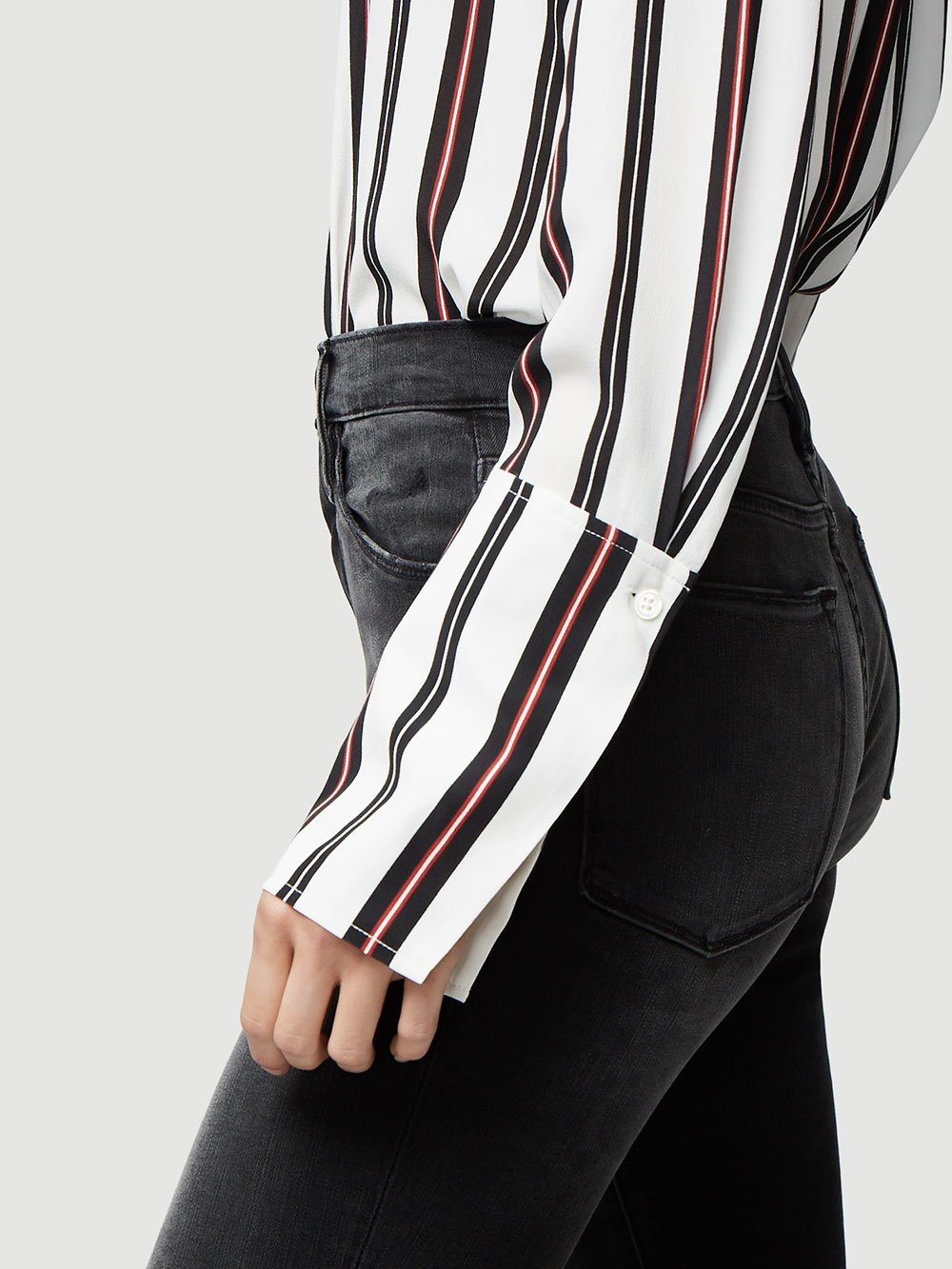 Long Cuff Silk PJ Blouse -- Noir Multi