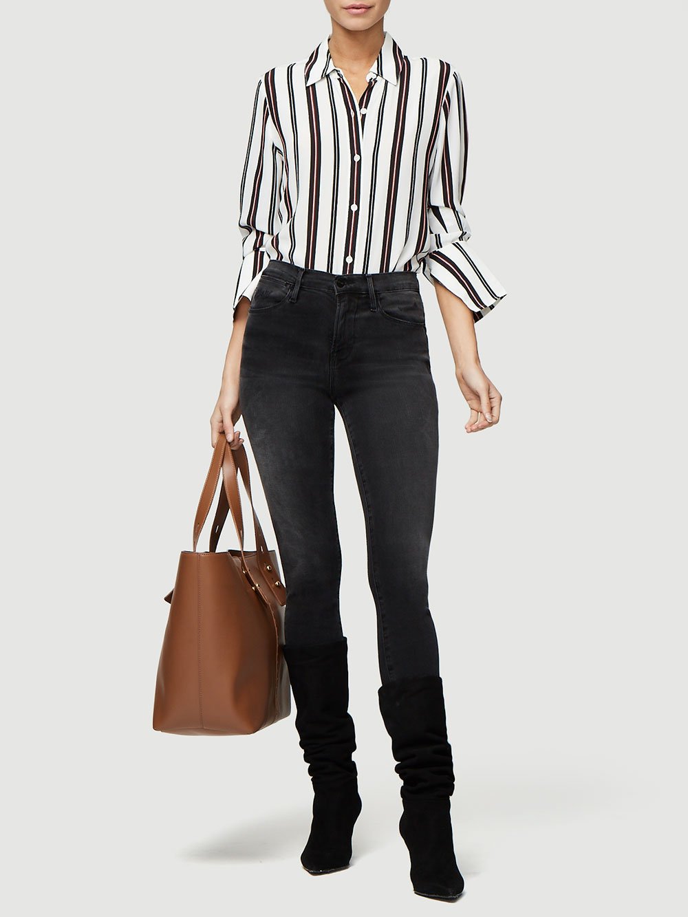 Long Cuff Silk PJ Blouse -- Noir Multi