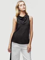 Silk Sleeveless Cowl Top 