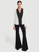 Silk Notch Collar Top 