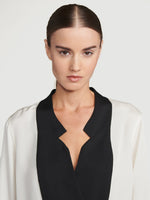 Silk Notch Collar Top 