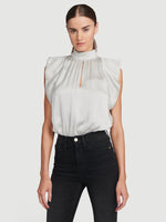 Pleat Silk Sleeveless Top 