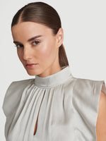 Pleat Silk Sleeveless Top 