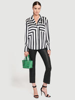 Silk Mix Stripe PJ Blouse 