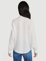 Silk Tucked Bib Blouse 