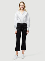 Contrast Stitch Bardot Crop Flare 