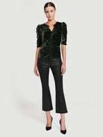 Velvet Shirred Keyhole Top 