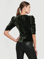 Velvet Shirred Keyhole Top 