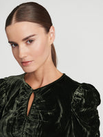 Velvet Shirred Keyhole Top 