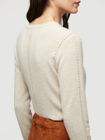 Sustainable Cashmere Pointelle Crew Neck Sweater 